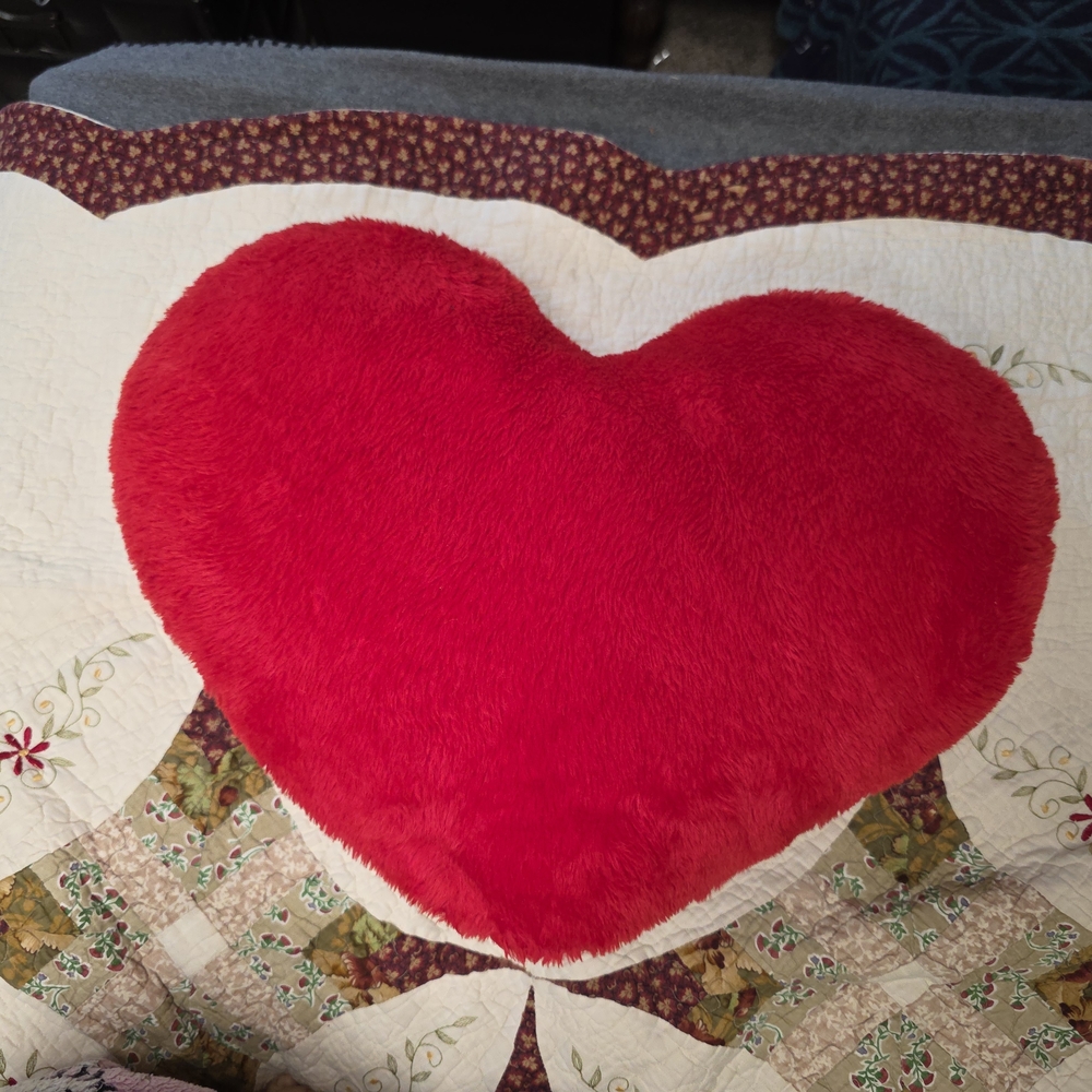 Red Heart-Shaped Plush Pillow